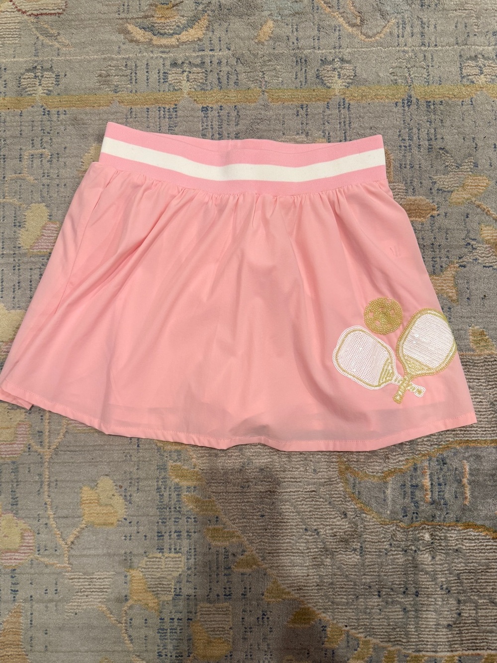 Queen of Sparkles Pink Pickleball Active Skort Sequin Paddle Skirt Small